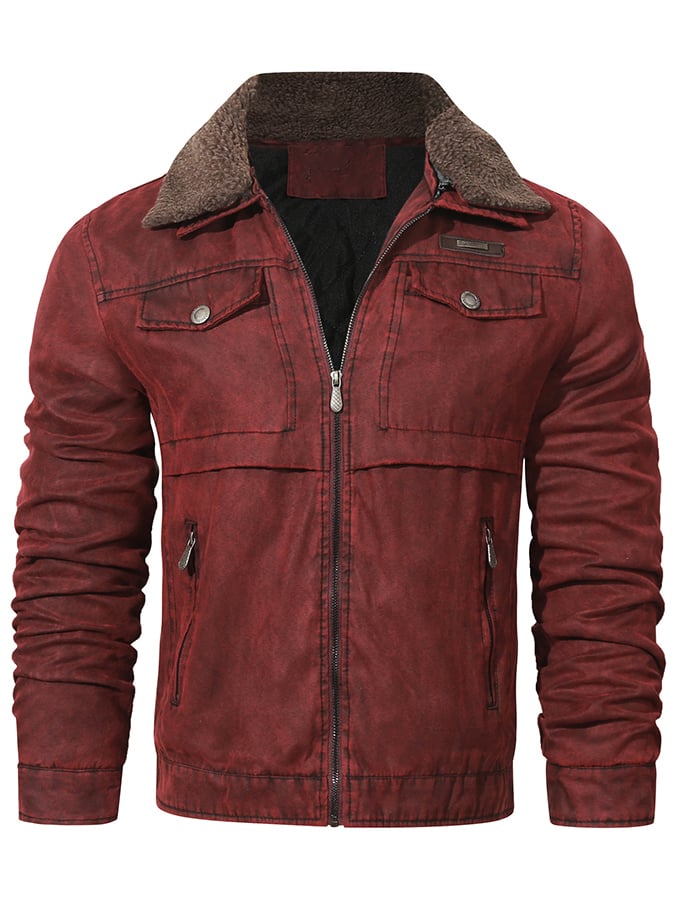 Chaqueta holgado casual solapa Plush para hombre