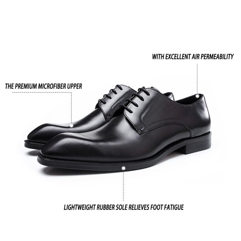 para hombre ejecutivo casual Faux Wood Grain Old Square Toe Faux Leather Derby zapatos