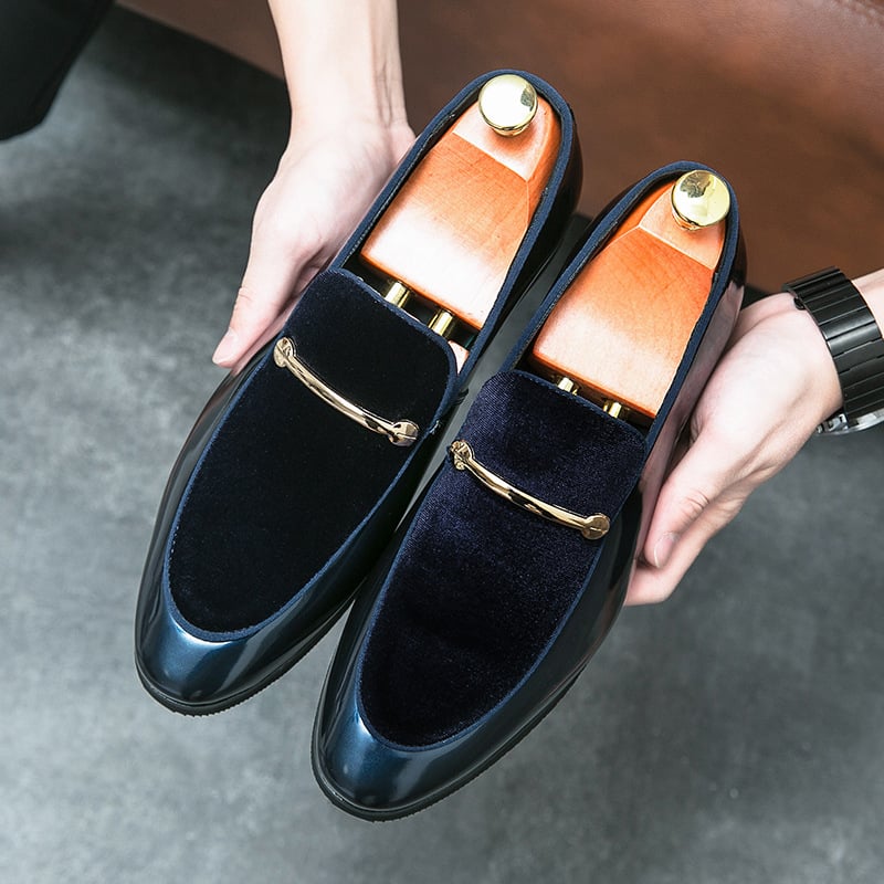 Zapatos de moda British Style de color sólido Patent cuero gamuza ejecutivo casual cuero