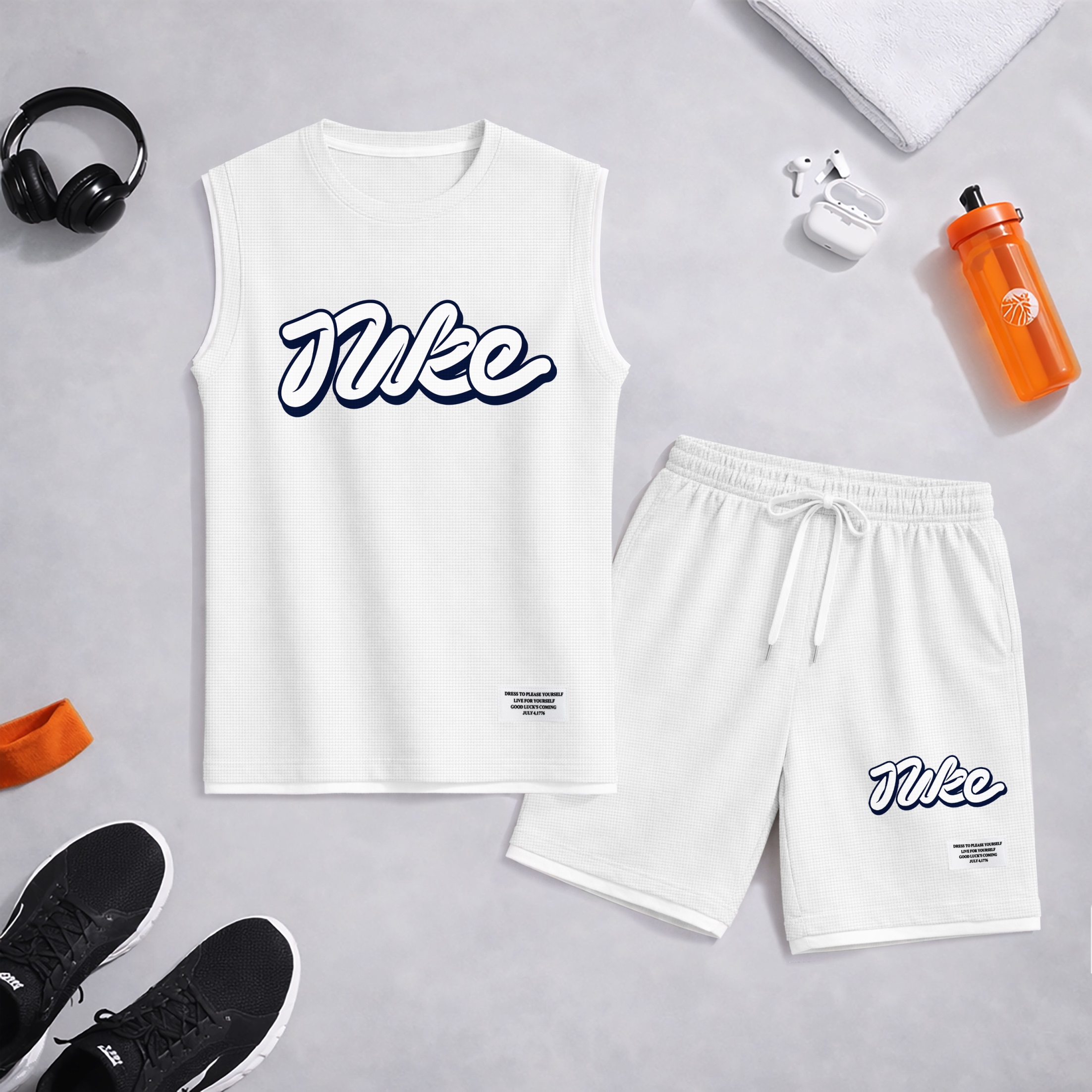 Shorts Graphic Letter Summer Set Sleeveless Tank Top & Matching Outfit, Lightweight casual Streetwear Athletic Set for Everyday & Holiday para hombre
