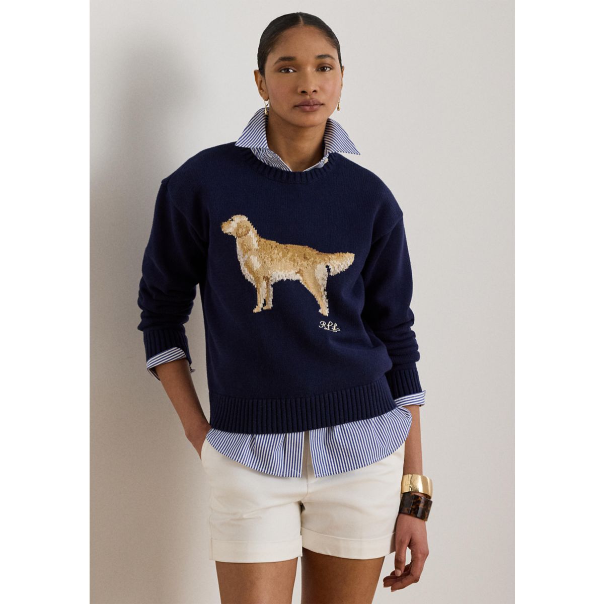 Intarsia-Knit Golden Retriever Sweater - 1