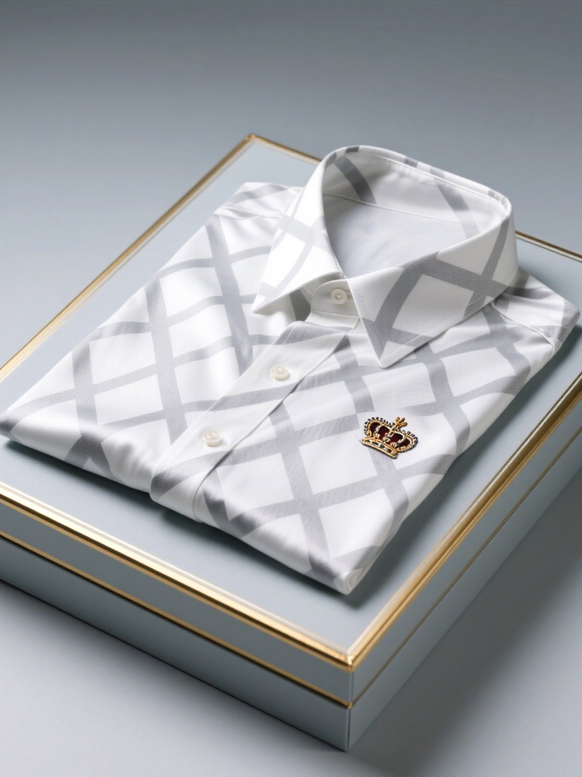 Camisa satén de lujo ejecutivo a rayas de manga corta Button para hombre