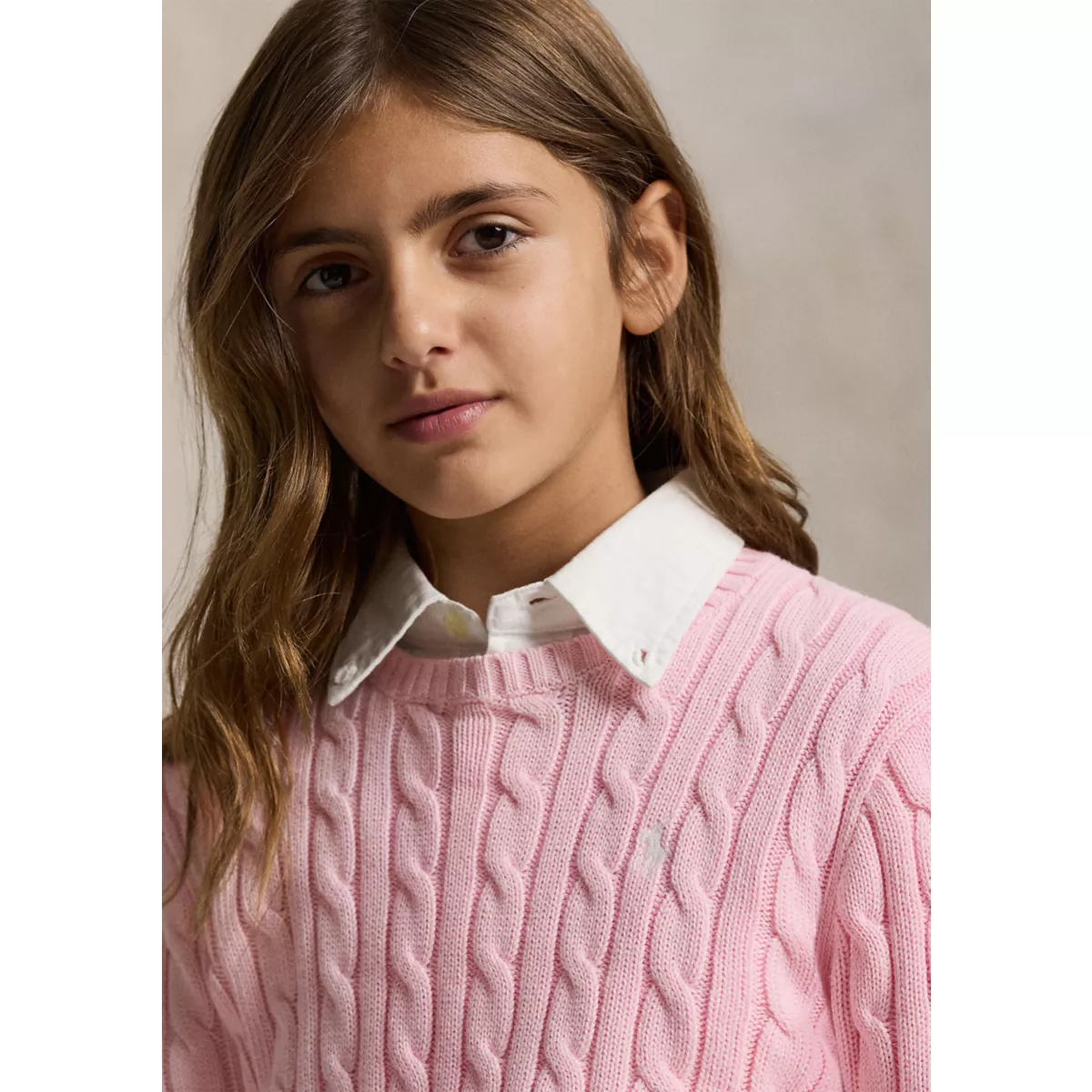 Girls 7-16 Cable-Knit Cotton Sweater - 2