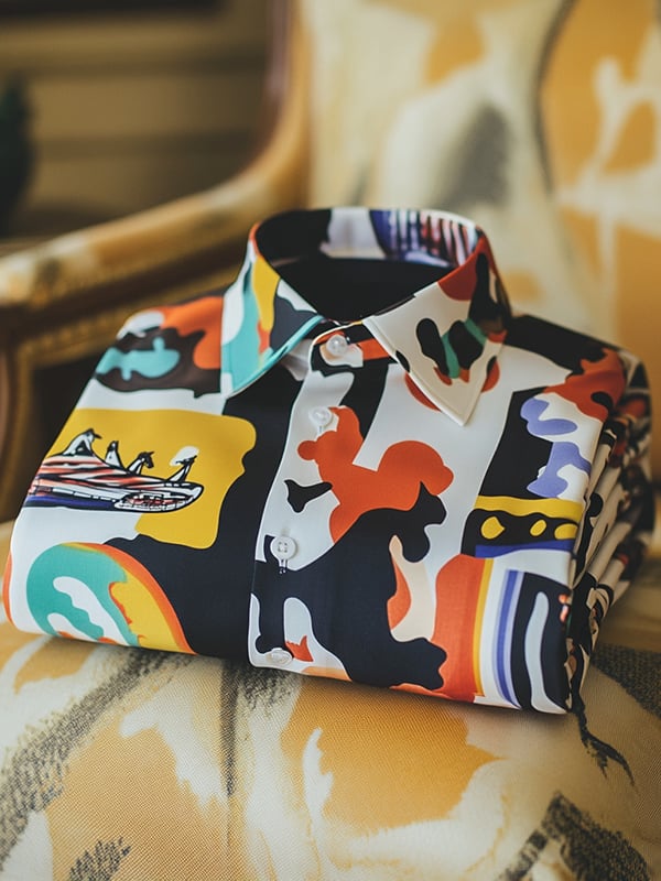 Camisa Western Equestrian estampado de manga larga para hombre