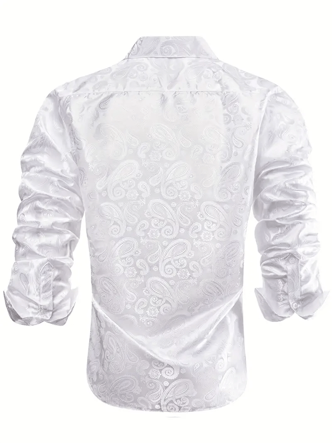Camisa seda ejecutivo de lujo Design estampado de manga larga para hombre