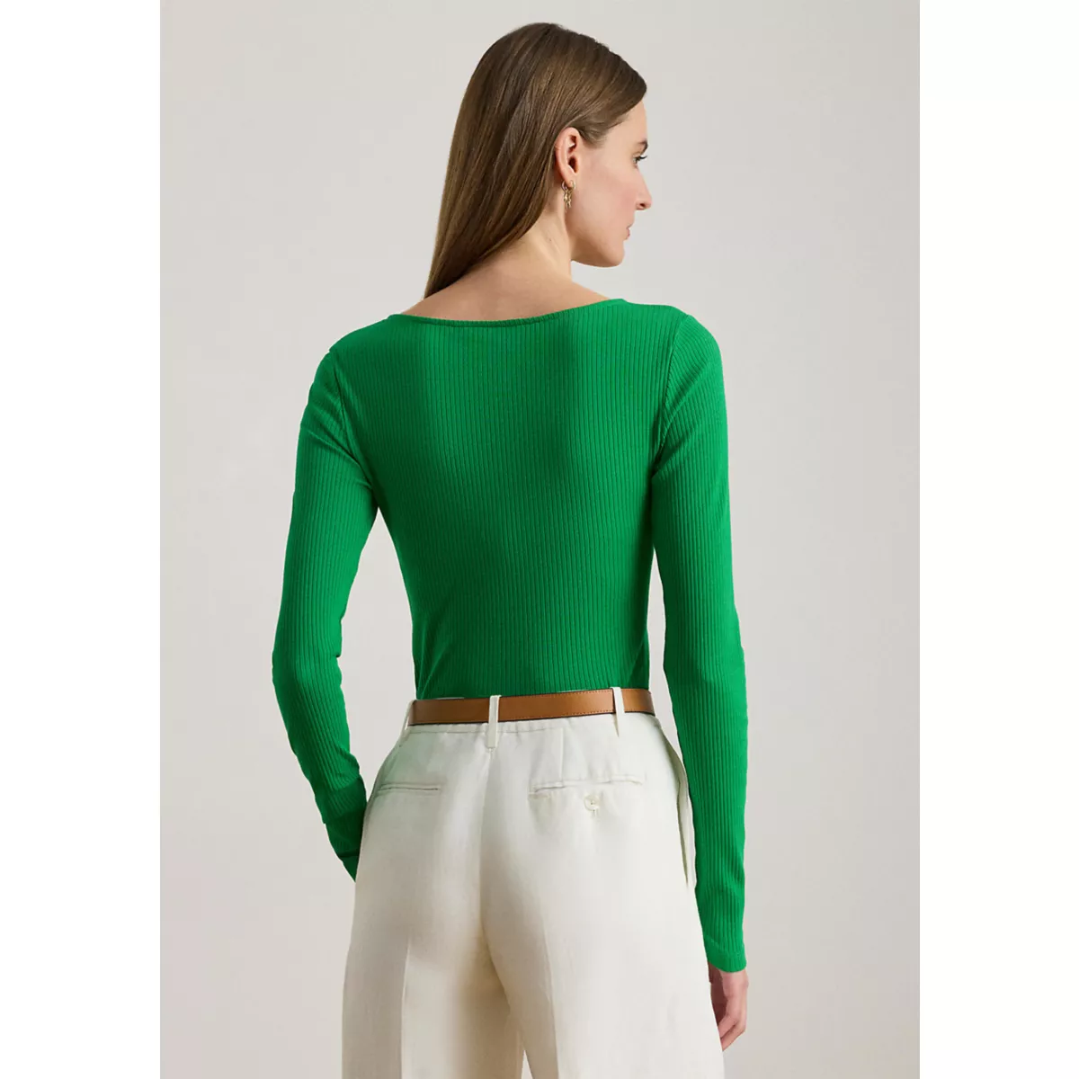 Women's Rib-Knit Long-Sleeve Scoop Neck T-Shirt - 2