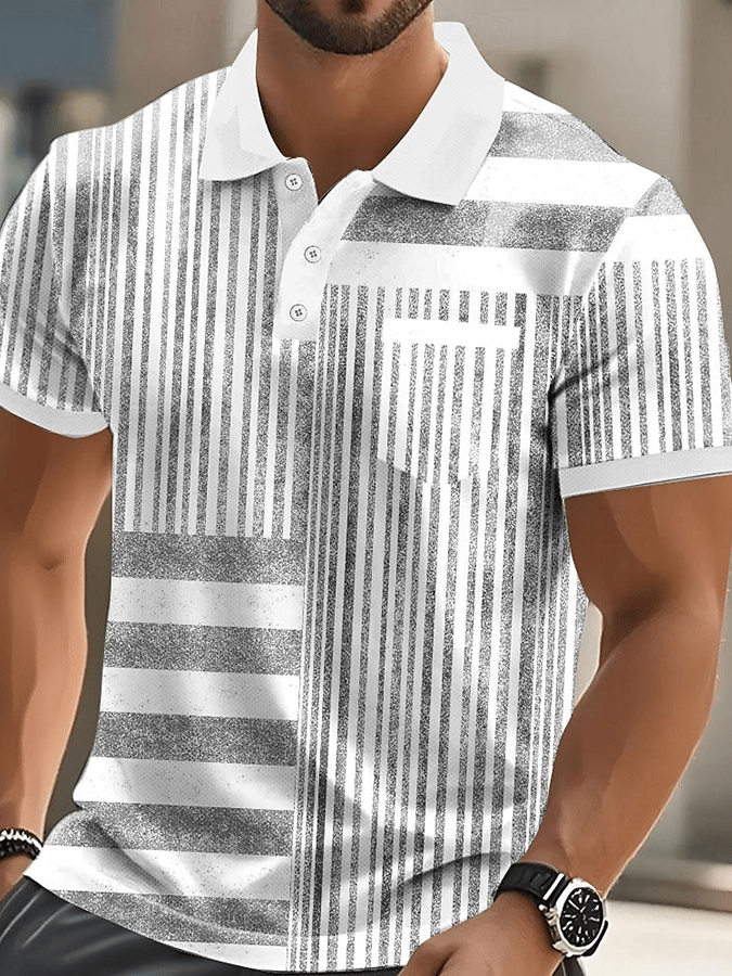 Camisa polo elegantee Letter estampado casual (With bolsillos) para hombre