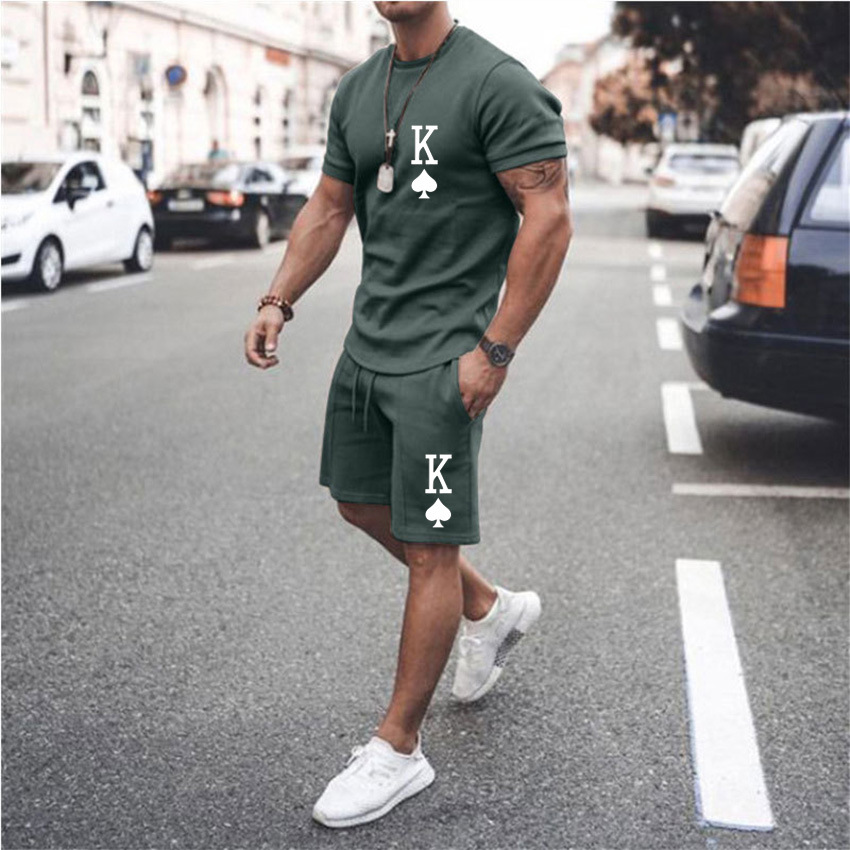 Casual de manga corta estampado Suit para hombre