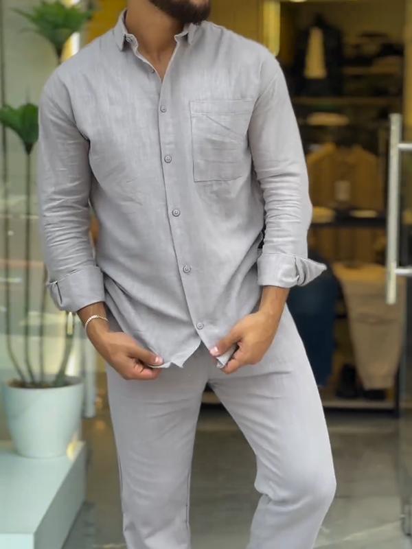 Camisa de algodón and pantalón Two-pieces Set para hombre