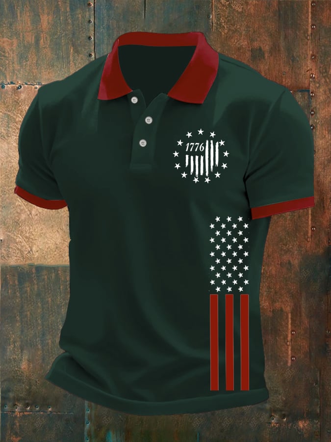 Camisa polo 1776 Flag estampado para hombre