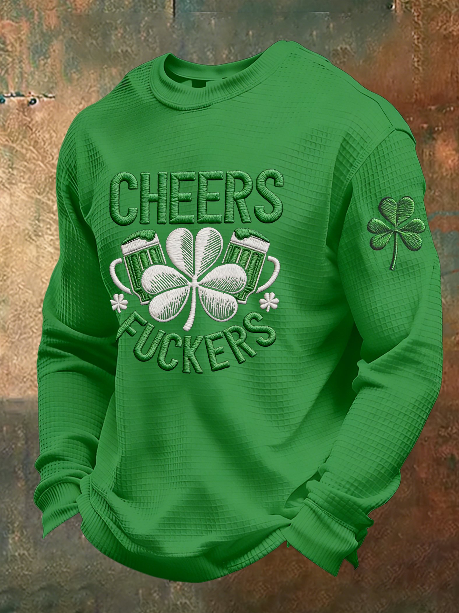 Camiseta St. Patrick's Day estampado Waffle Gown de manga larga para hombre