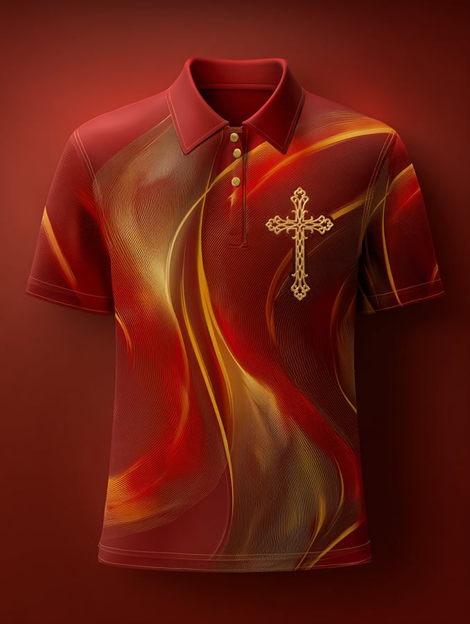 Camisa polo Faith tejidoted de manga corta estampado Button ejecutivo para hombre
