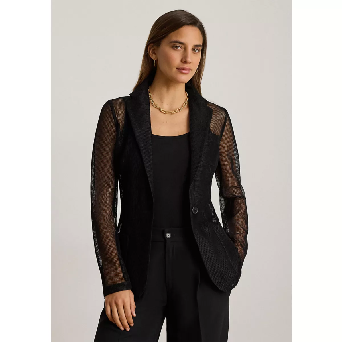 Women's Mesh Single-Button Blazer - 1