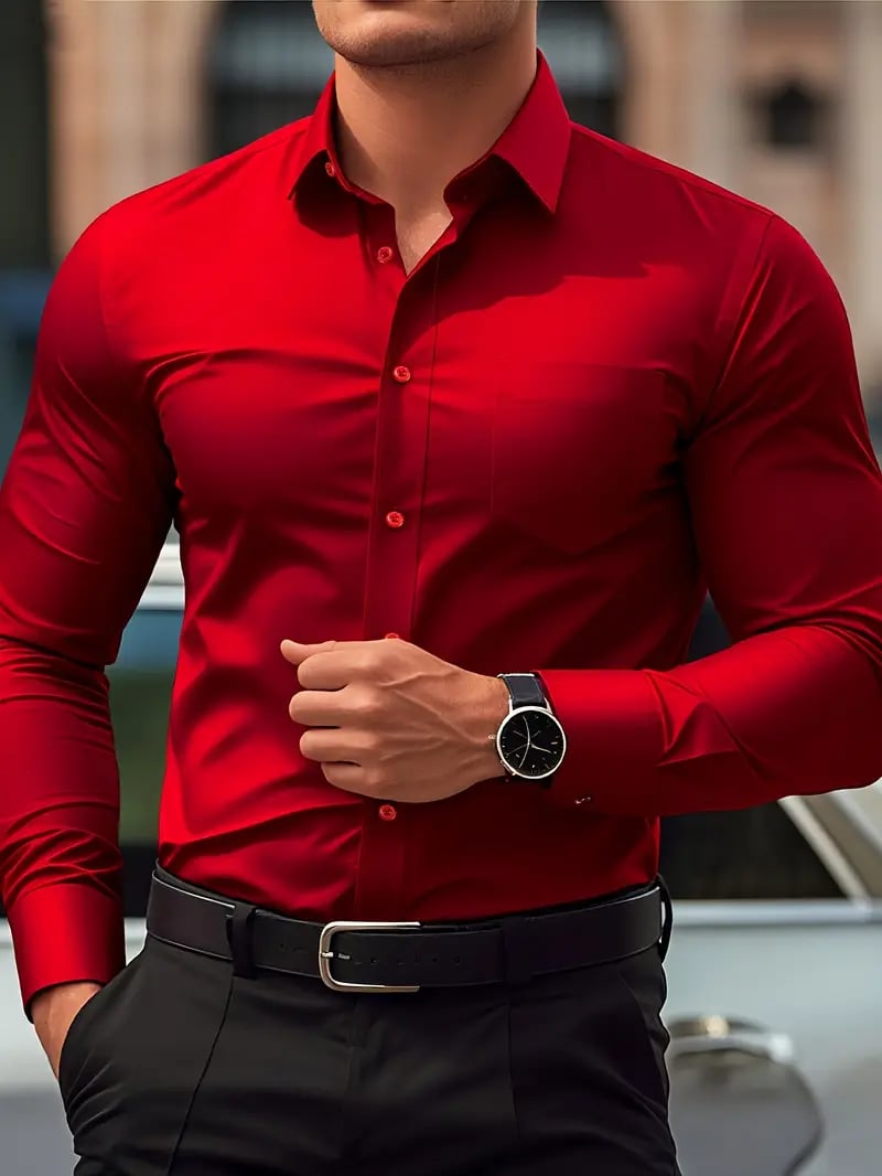 Camisa Street Style ejecutivo casual estampado de manga larga para hombre