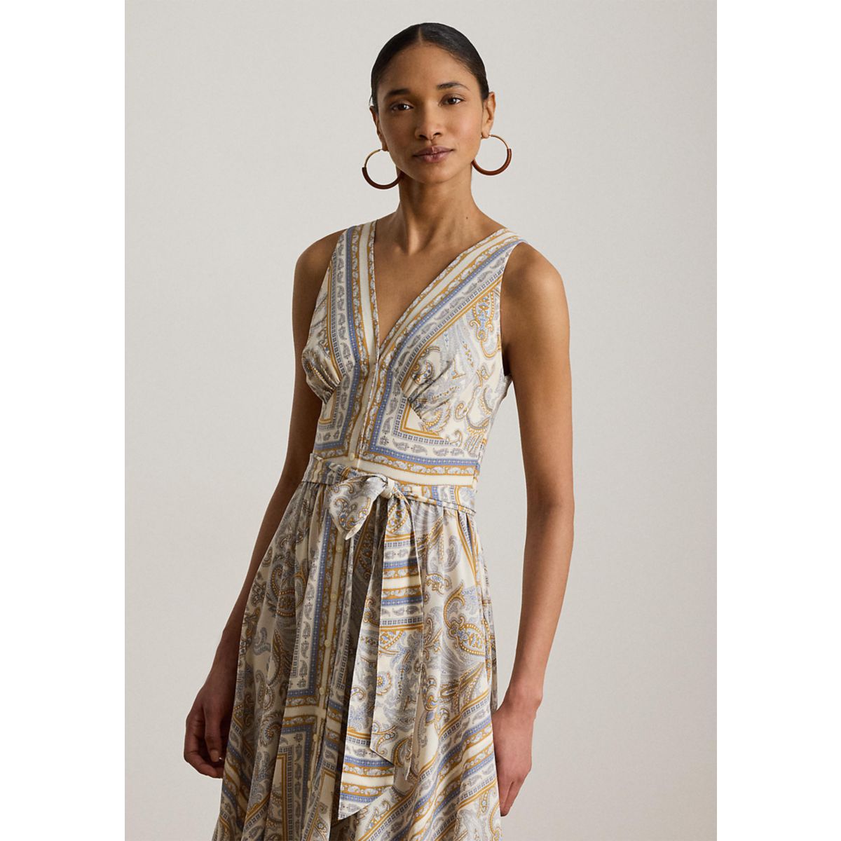 Petite Paisley Georgette Handkerchief-Hem Dress - 4