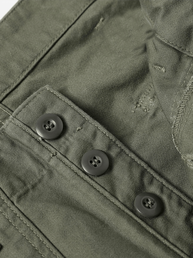 Retro de color sólido Multi-bolsillo Design casual Trousers para hombre