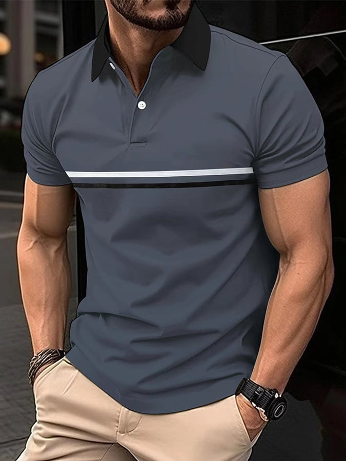 Camisa polo Sports casual de corte entallado de manga corta Half Button