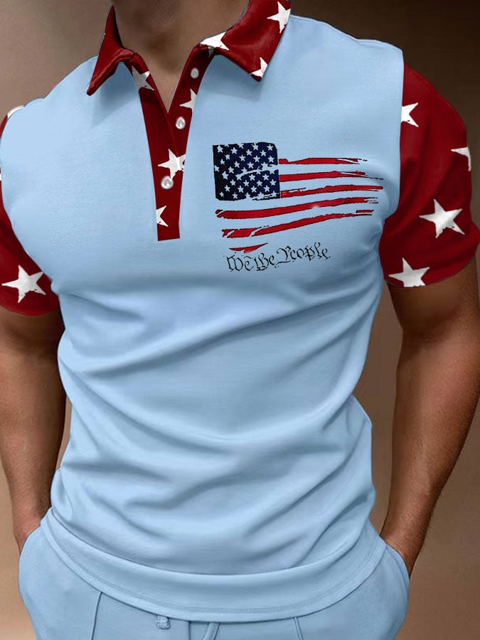 Camisa polo Flag estampado para hombre