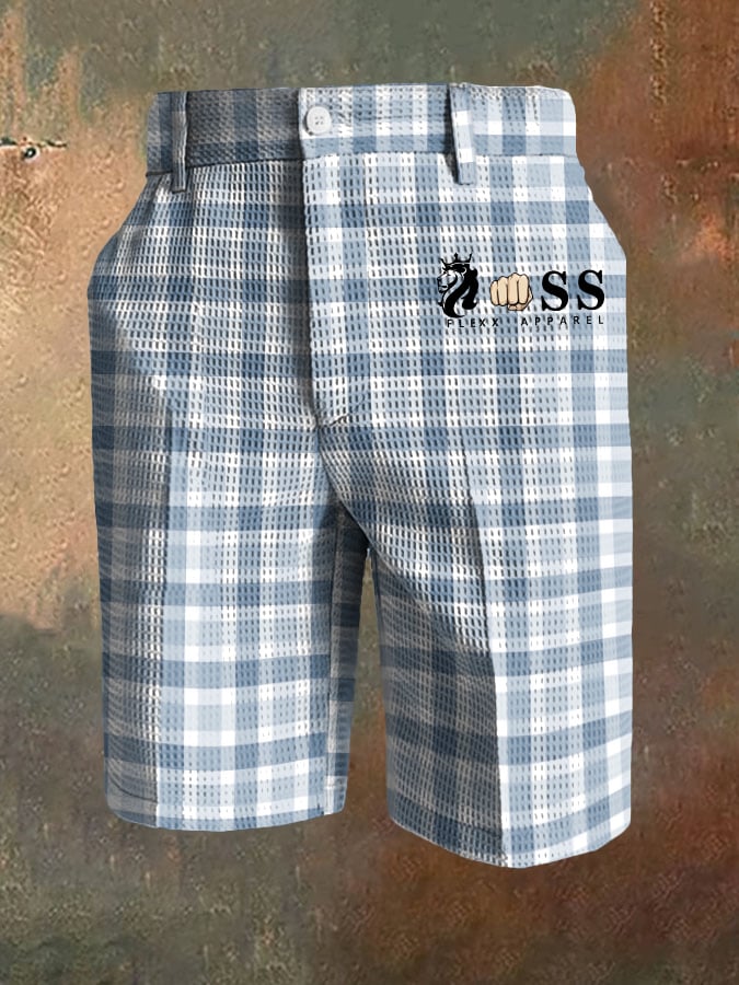 Pantalón casual a cuadros Waffle para hombre