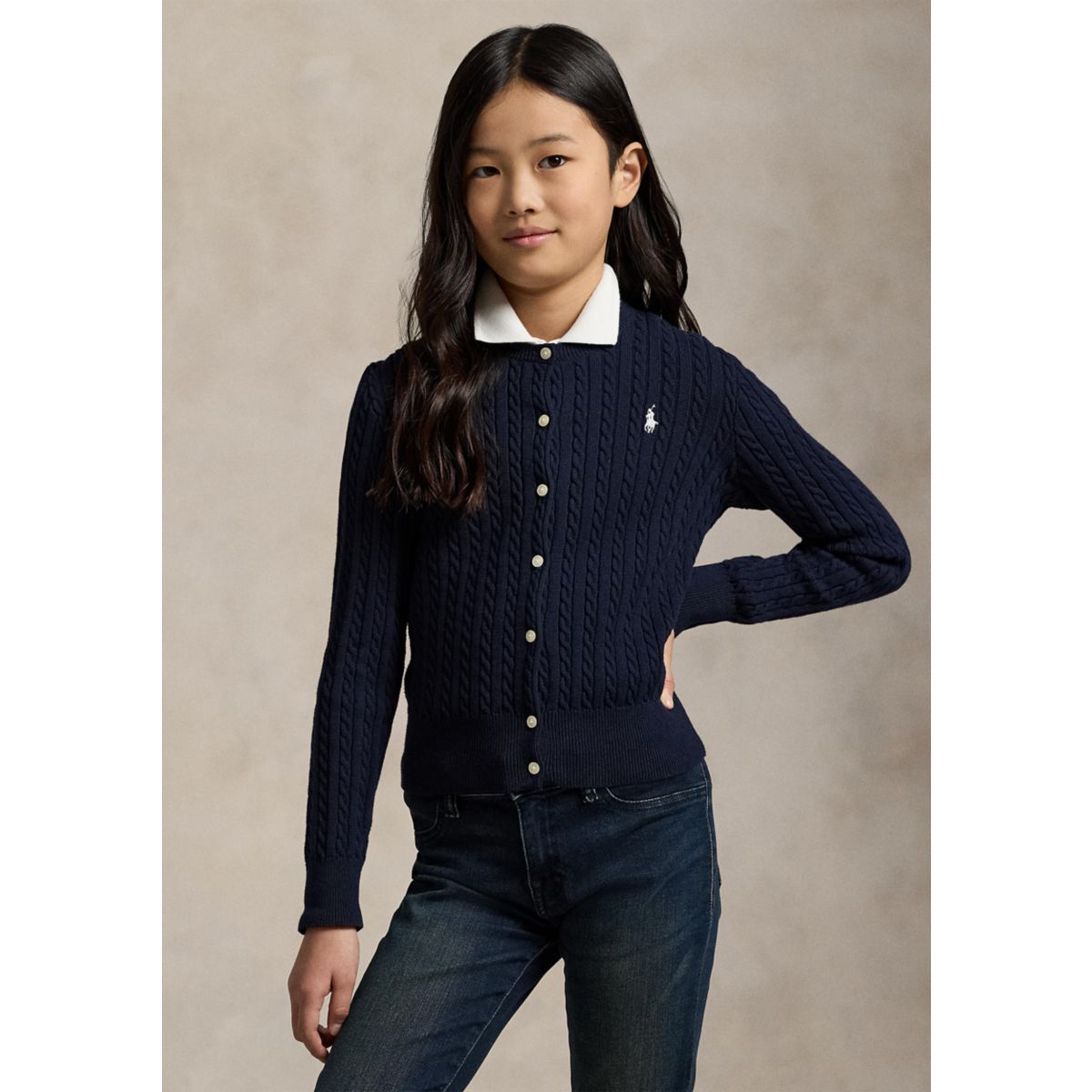 Girls 7-16 Mini-Cable Cotton Cardigan - 7