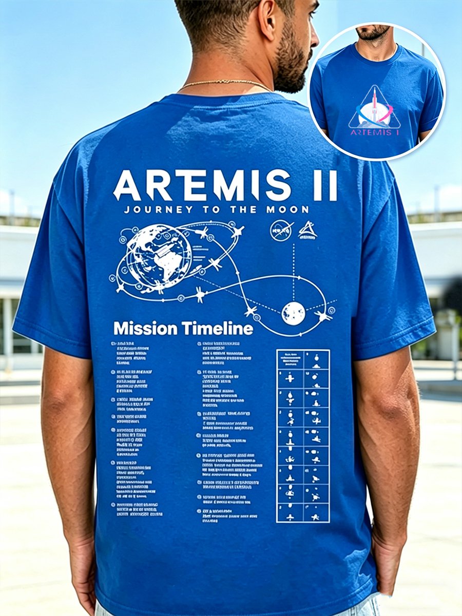 Camiseta Artemis II estampado casual para hombre