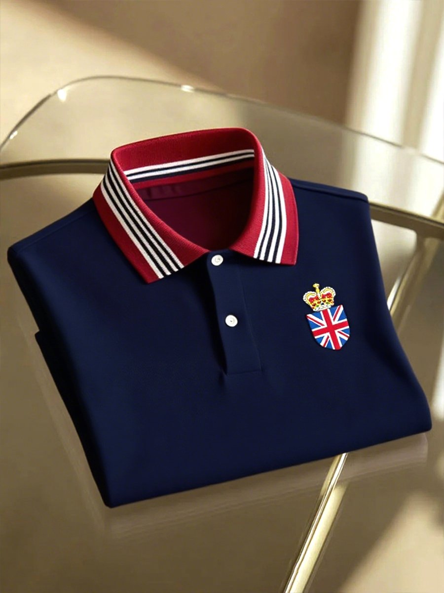 Camisa polo ejecutivo Union Jack casual Button de manga corta para hombre