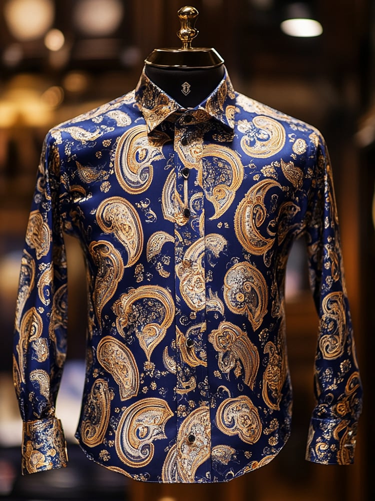 Camisa casual Abstract estampado de manga larga para hombre