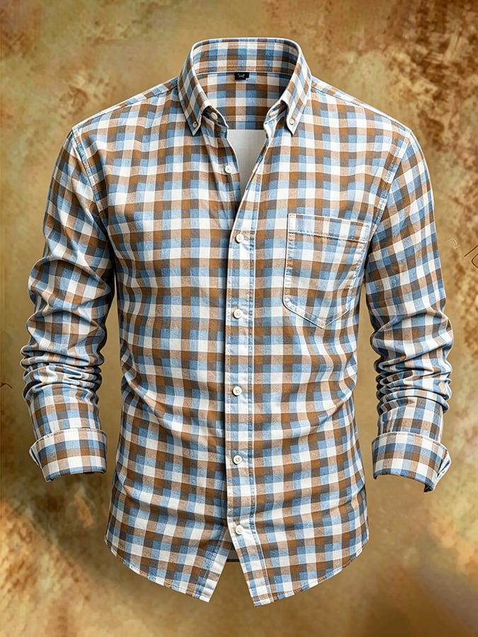 Camisa retro Abstract Art estampado Comfortable ejecutivo Style para hombre