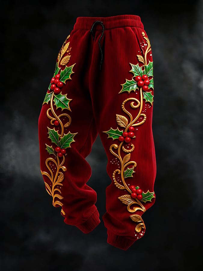 Casual Christmas holly sweatpantalón para hombre