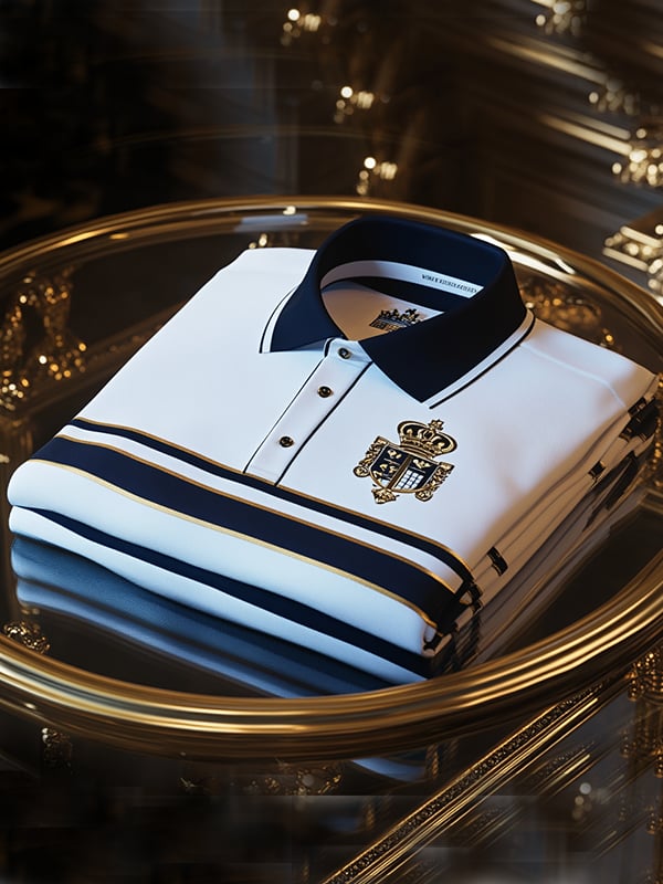 Camisa polo retro ejecutivo rayas estampado de manga larga para hombre
