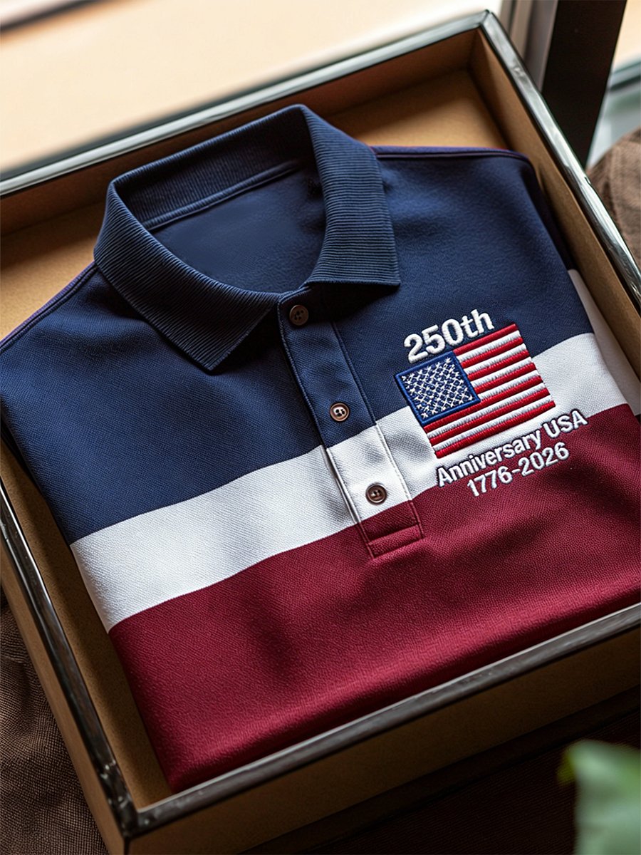 Camisa polo ejecutivo America Anniversary de manga corta para hombre