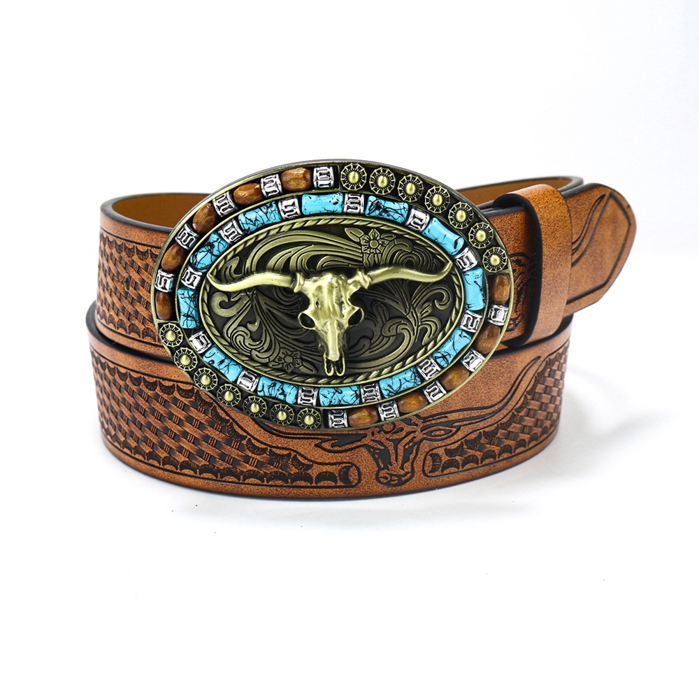 Cinturón 2025 Trendy retro Western mezclilla para hombre