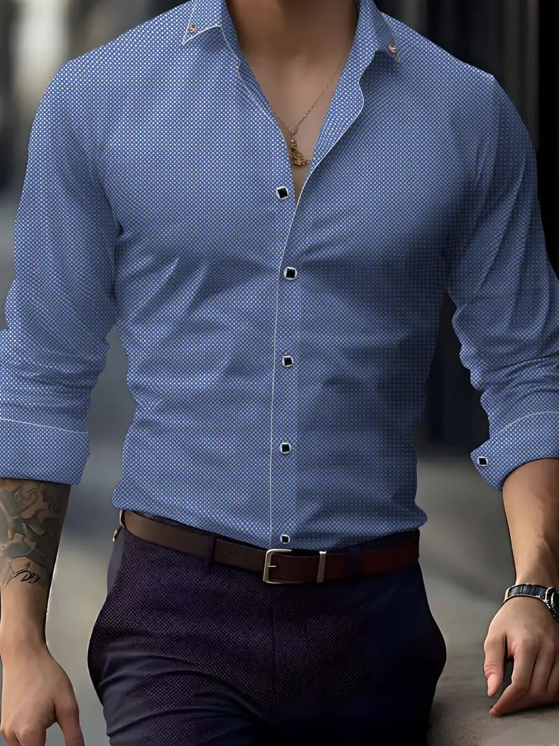 Camisa Street Style ejecutivo casual estampado de manga larga para hombre