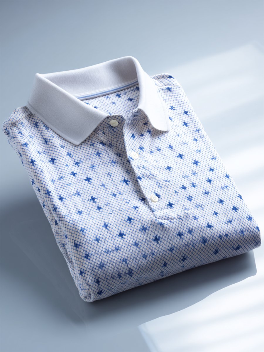 Camisa polo ejecutivo casual Cross Faith Art Button de manga corta para hombre