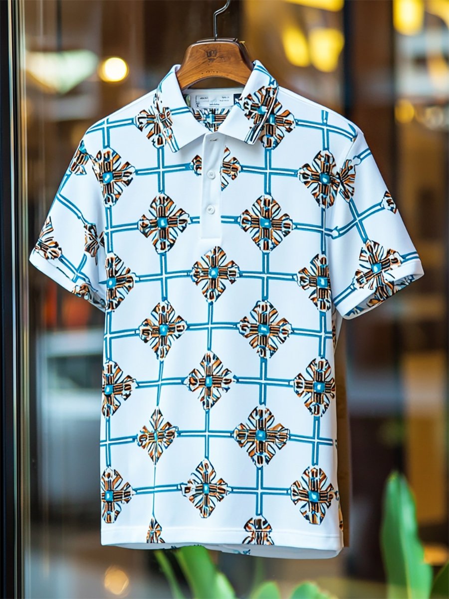 Camisa polo ejecutivo Cross Button de manga corta para hombre