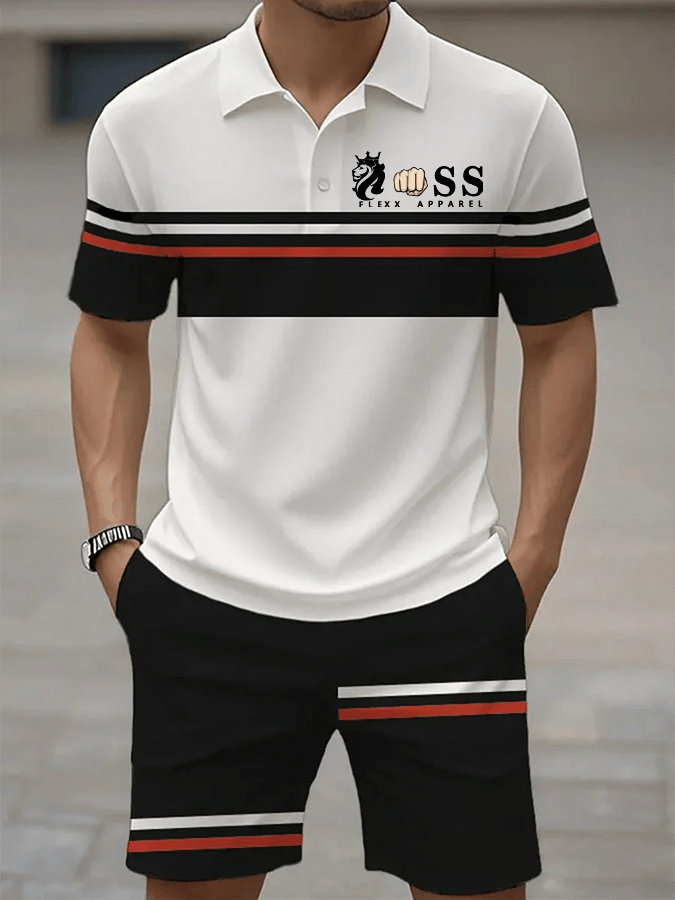 Camisa polo retro Letter Design casual ejecutivo de manga corta Suit para hombre