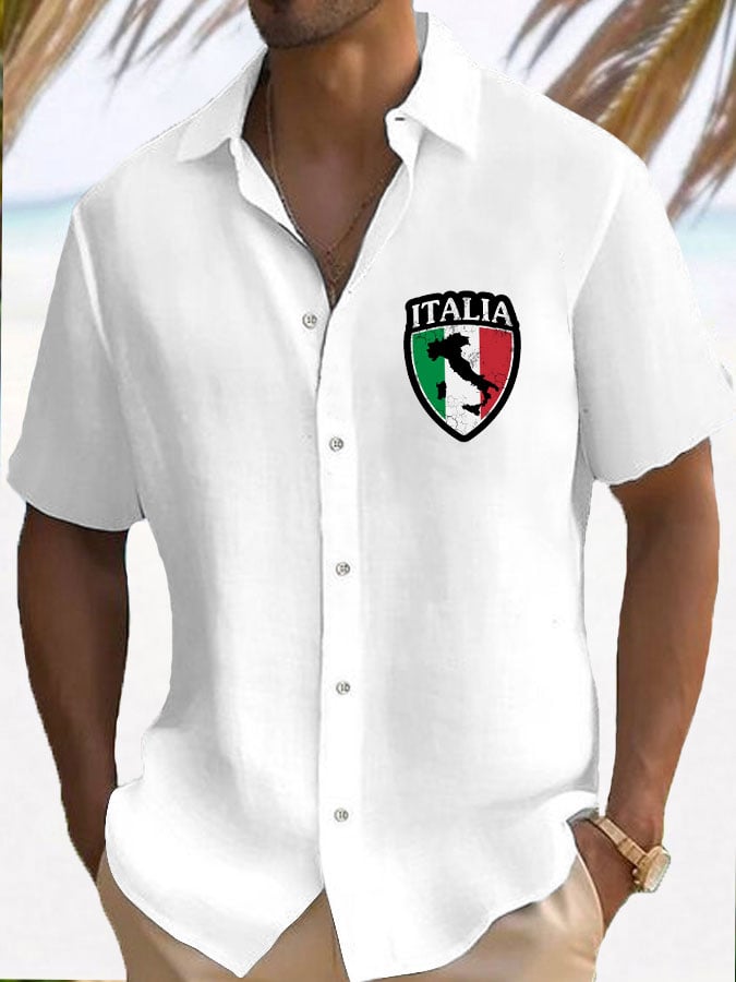"Italy" estampado resorcamiseta para hombre