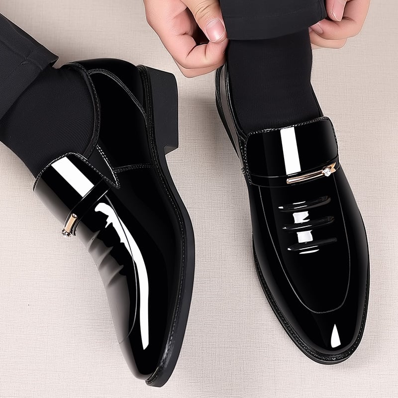 Zapatos ejecutivo formal casual Pointed Toe Cutout Slip-on Faux cuero Patant para hombre