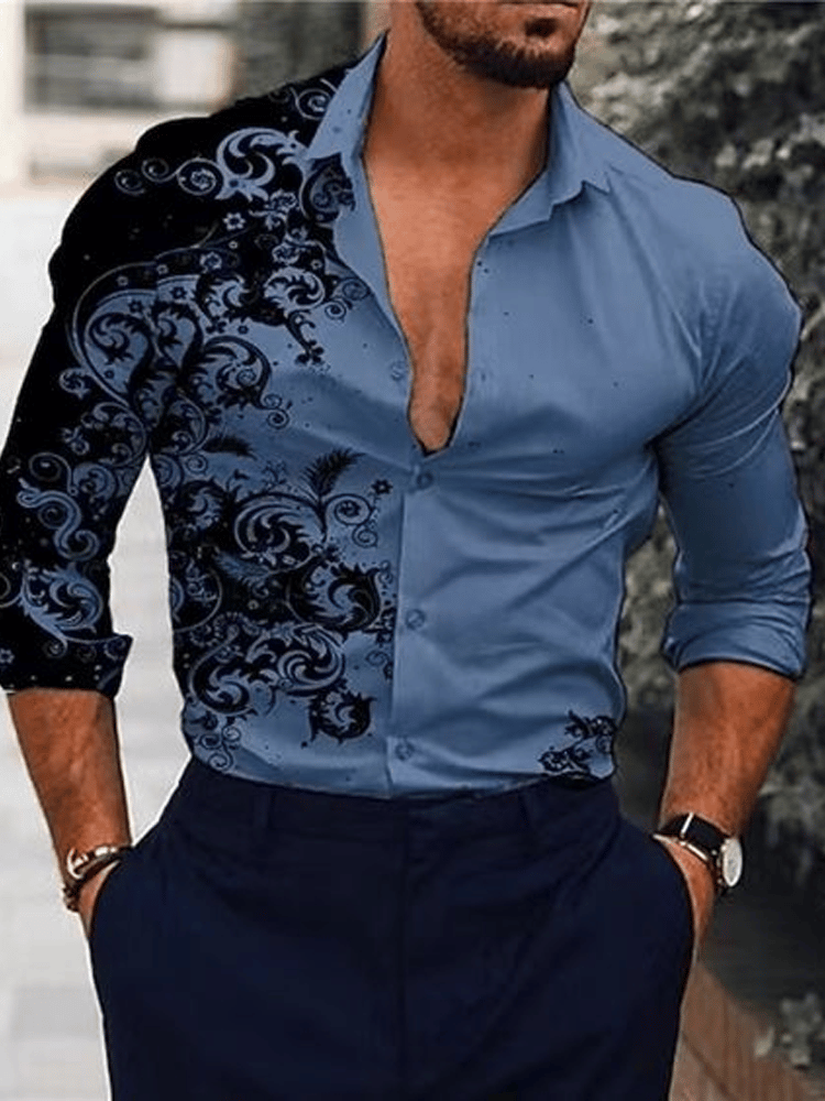 Camisa ejecutivo casual a rayas de manga larga para hombre
