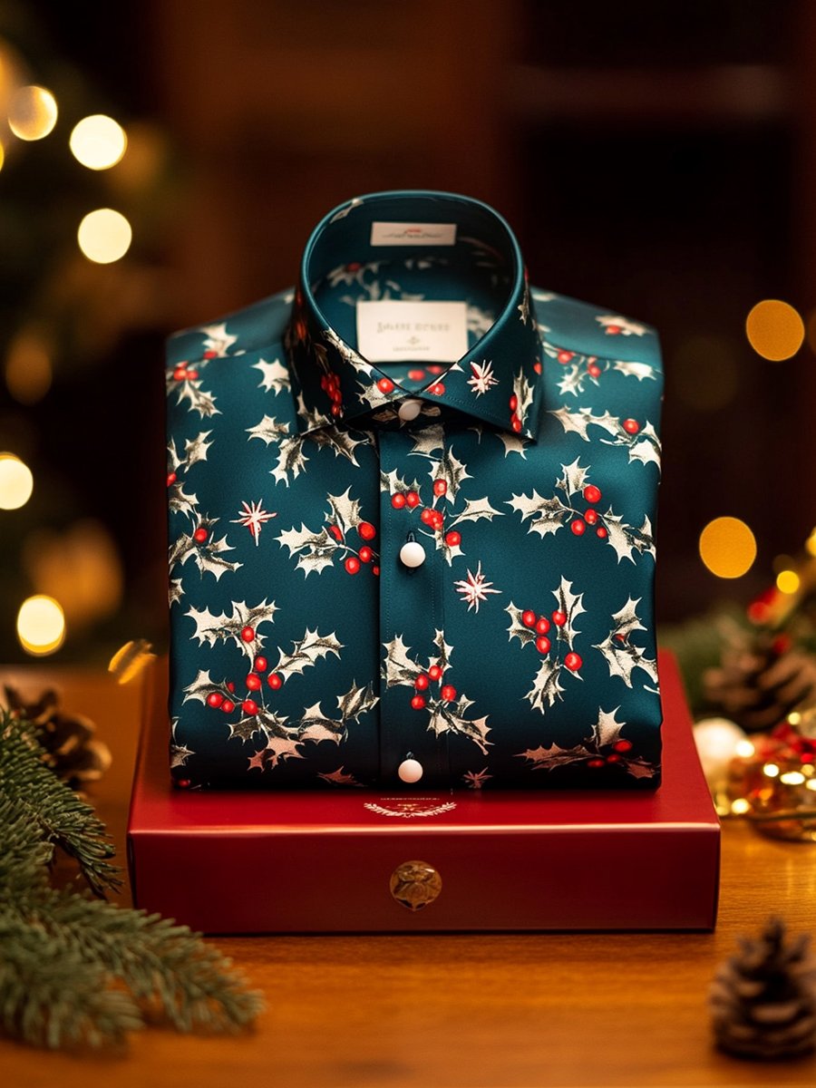 Camisa ejecutivo Christmas de manga larga para hombre