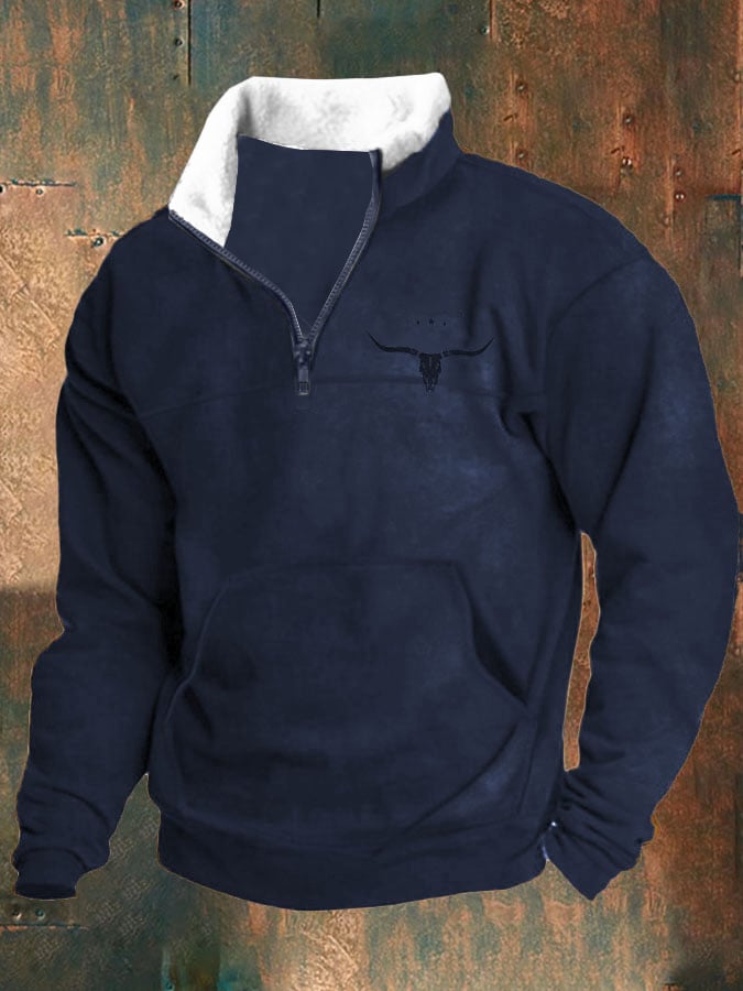 Sudadera casual cierre Stand cuello de manga larga estampado