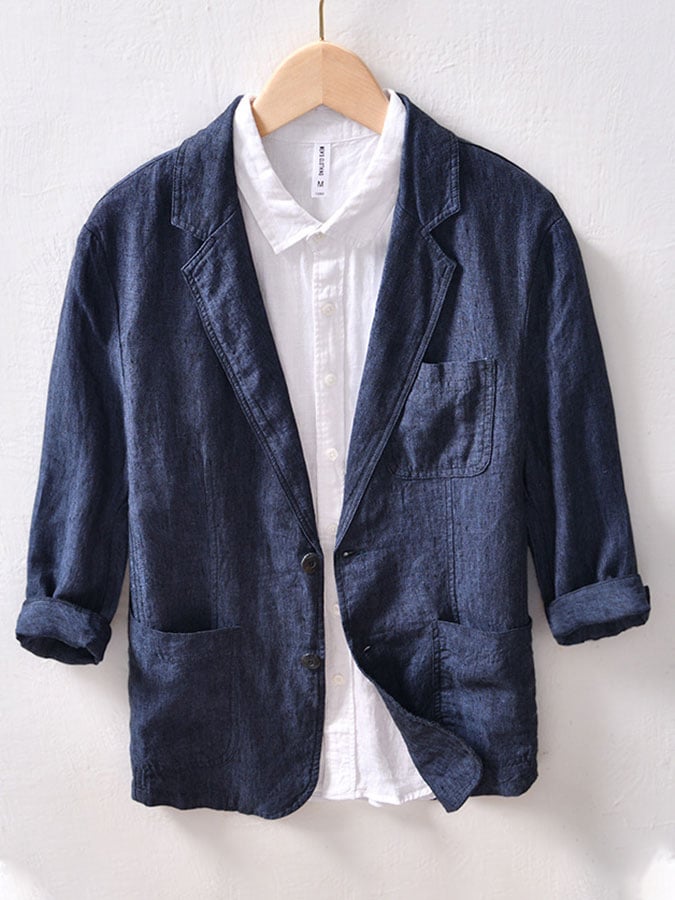 Chaqueta ejecutivo casual de algodón And de lino Suit para hombre