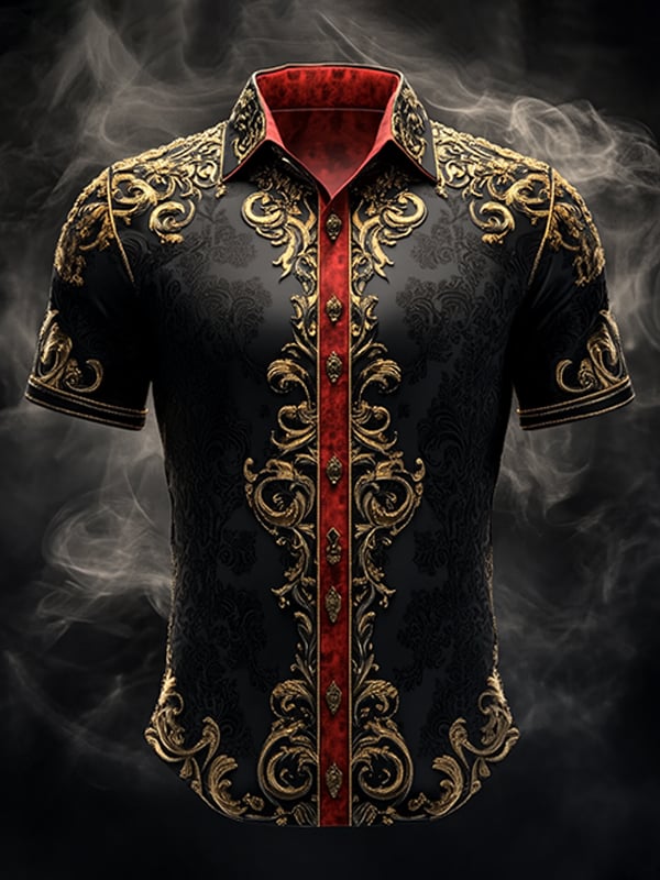 Camisa retro Gothic diseño de manga corta para hombre