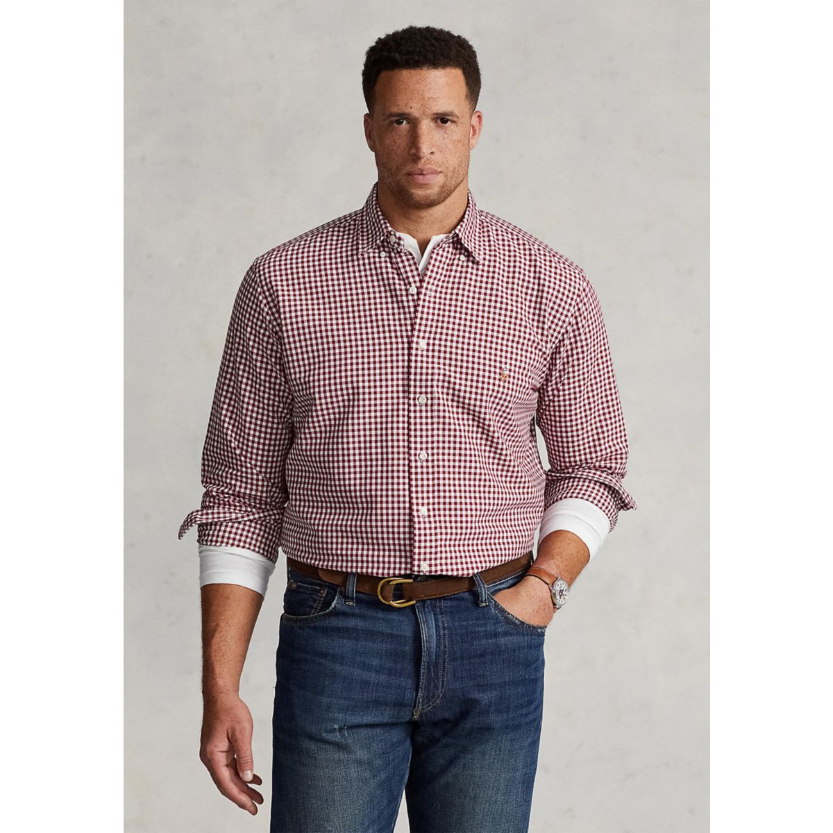 Big & Tall Plaid Oxford Shirt - 5