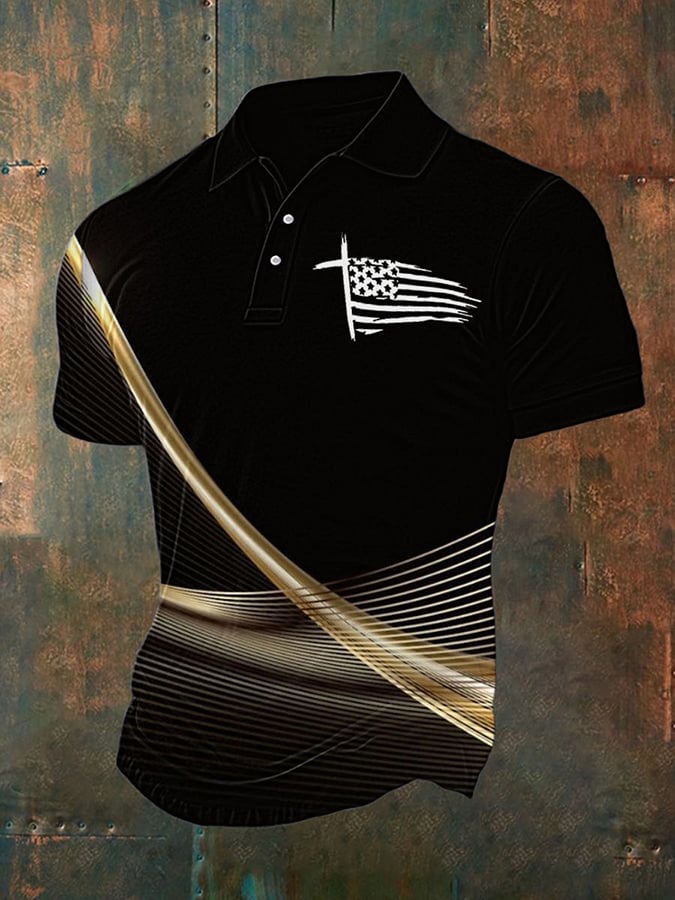 Camisa polo Cross Flag estampado para hombre