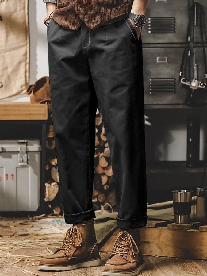 De color sólido retro Simple Overalls para hombre