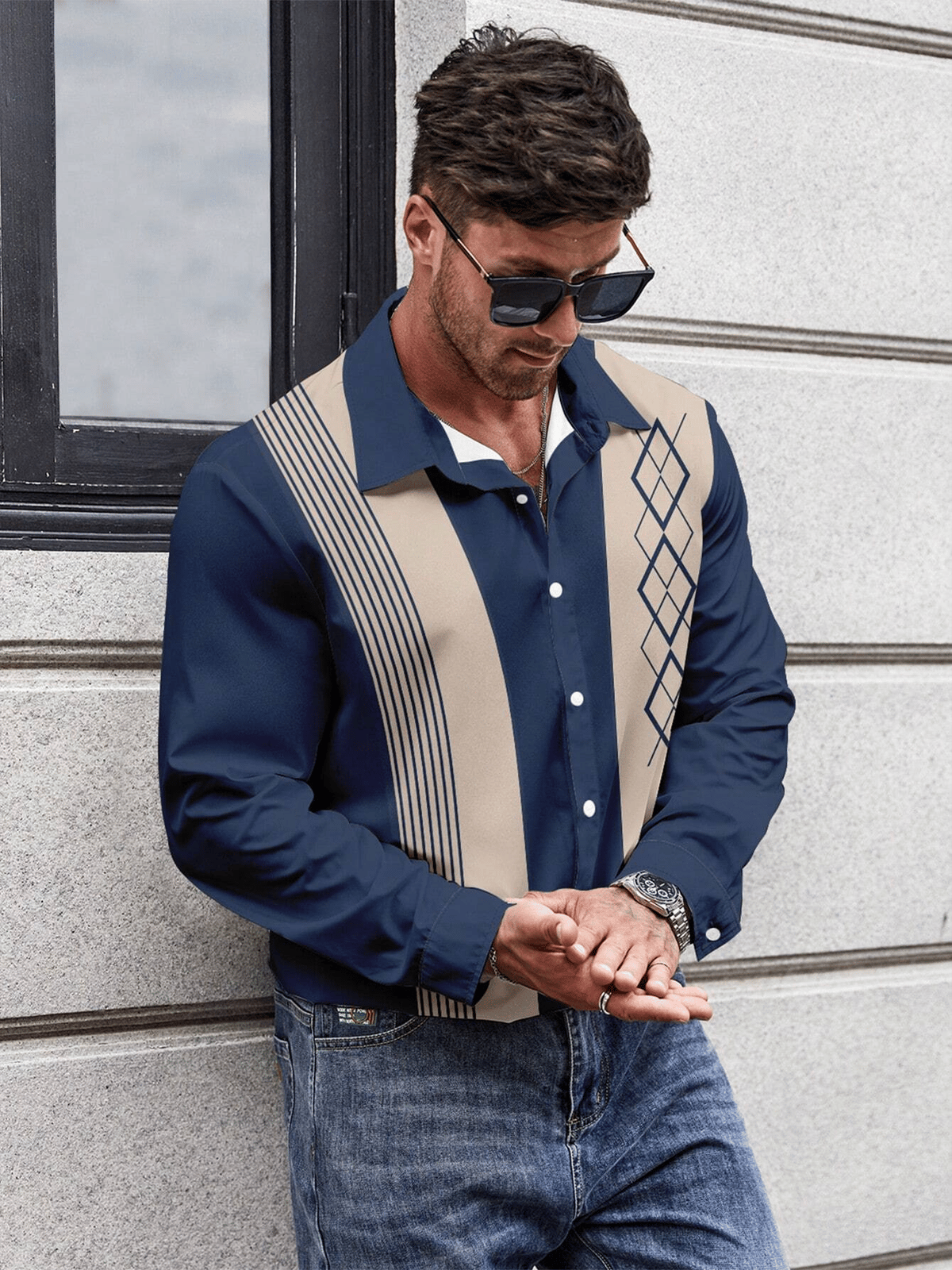 Camisa ejecutivo casual de manga larga para hombre