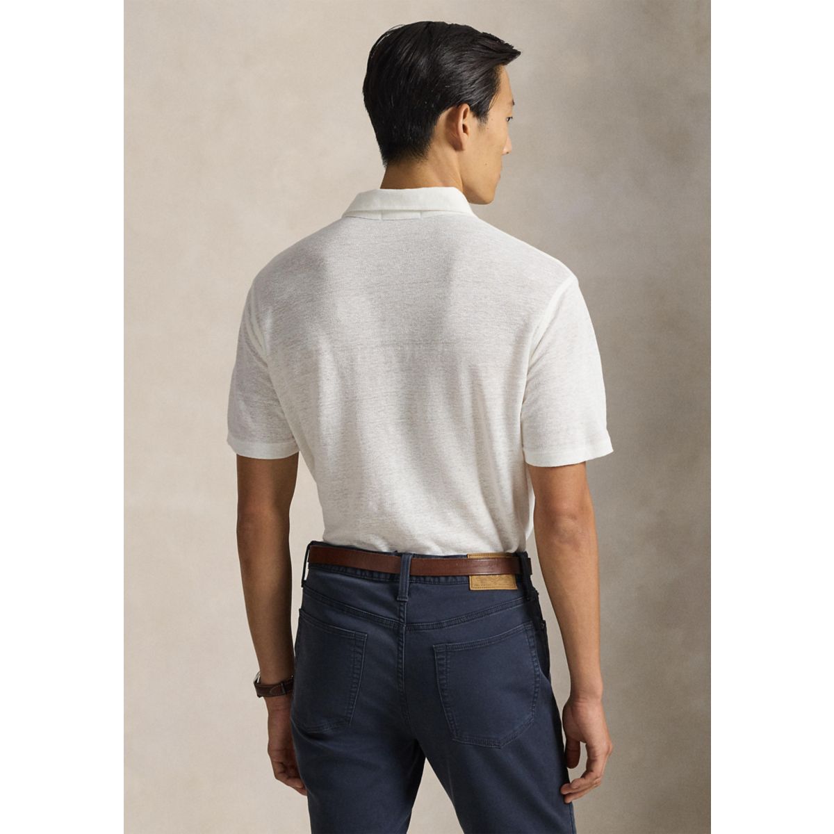 Men's Standard Fit Linen Piqué Polo Shirt - 2
