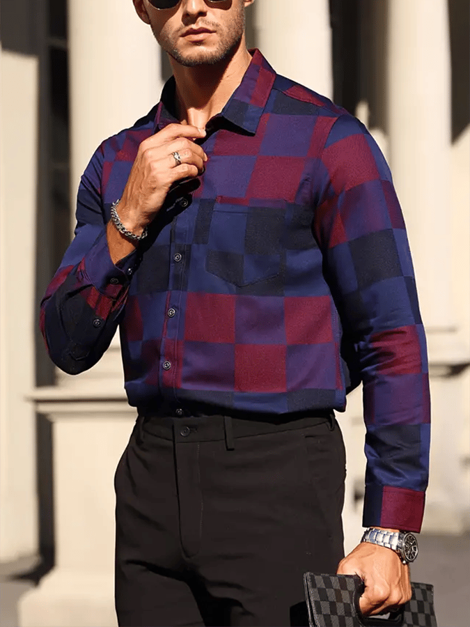Camisa a cuadros ejecutivo casual para hombre