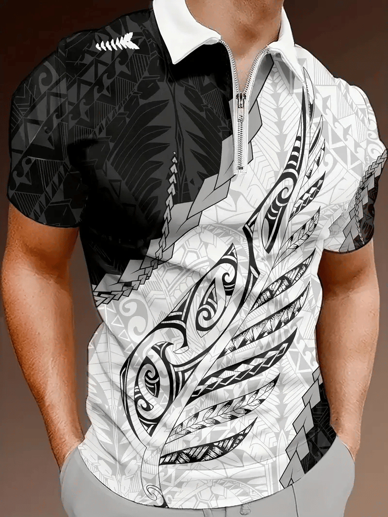 Camisa polo ejecutivo retro Ethnic estampado para hombre